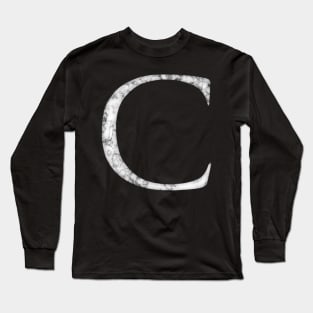 C in Roman White Marble Latin Alphabet Letter Sticker Long Sleeve T-Shirt